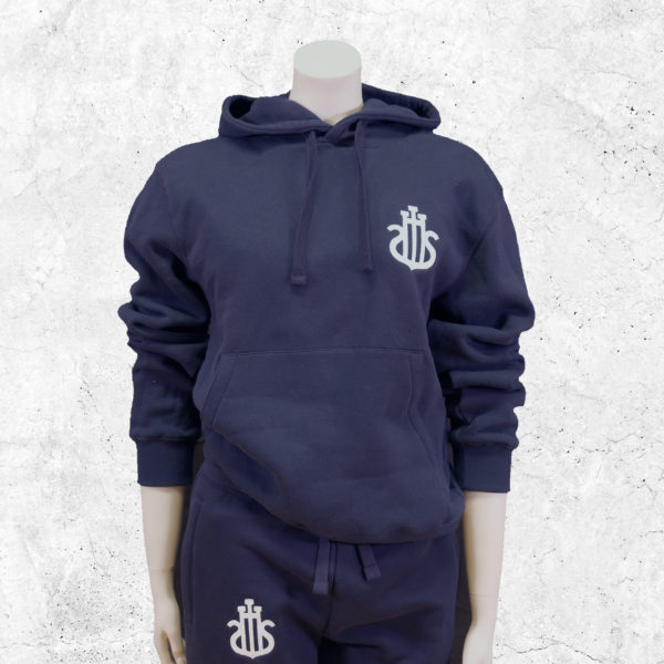 SSHL hoodie, marinblå med vit brodyr